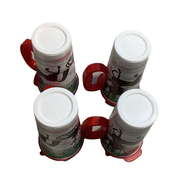 4 Disney Theme Park Souvenir Cup Happy Holidays Plastic Character Lid Vintage - Picture 7 of 10